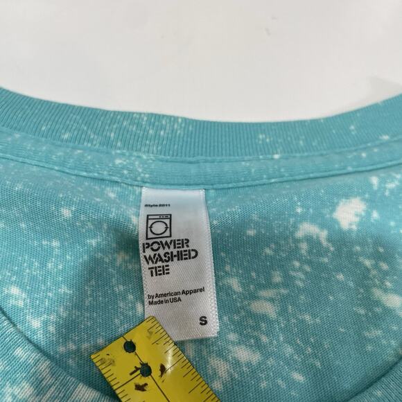 American Apparel Men’s “Nomadic” Tie-dye Splatter Shirt Teal Blue Graphic Small - Picture 4 of 5